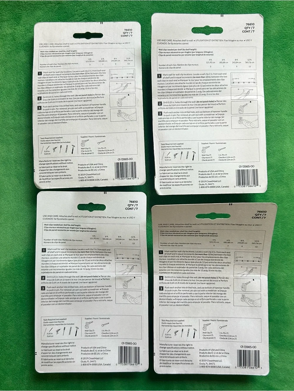 Closet Wall Clips for Drywall - 4 Packs